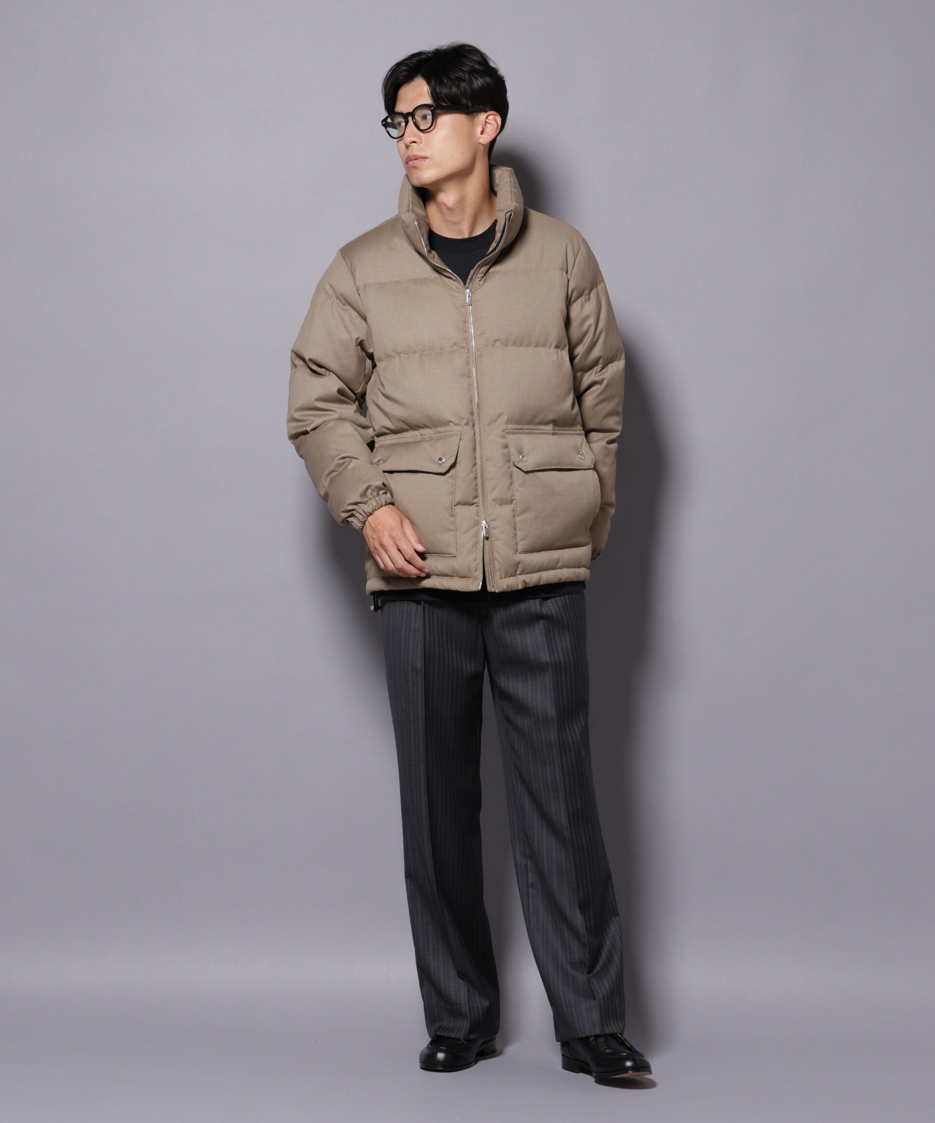 nano･universe「DELEGANTE エアリーサキソニー／グレンチェックTAIONダウンジャケット」|ダウン|