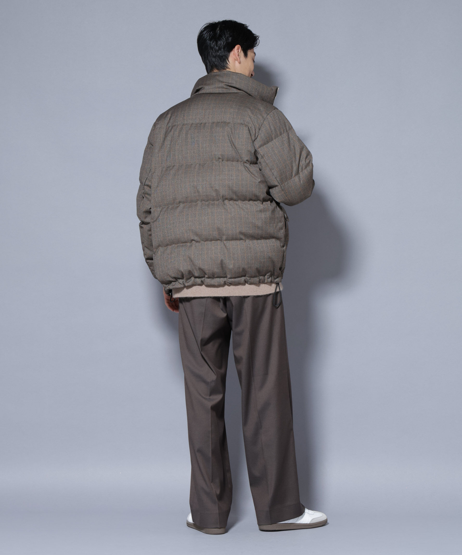 nano･universe「DELEGANTE エアリーサキソニー／グレンチェックTAIONダウンジャケット」|ダウン|