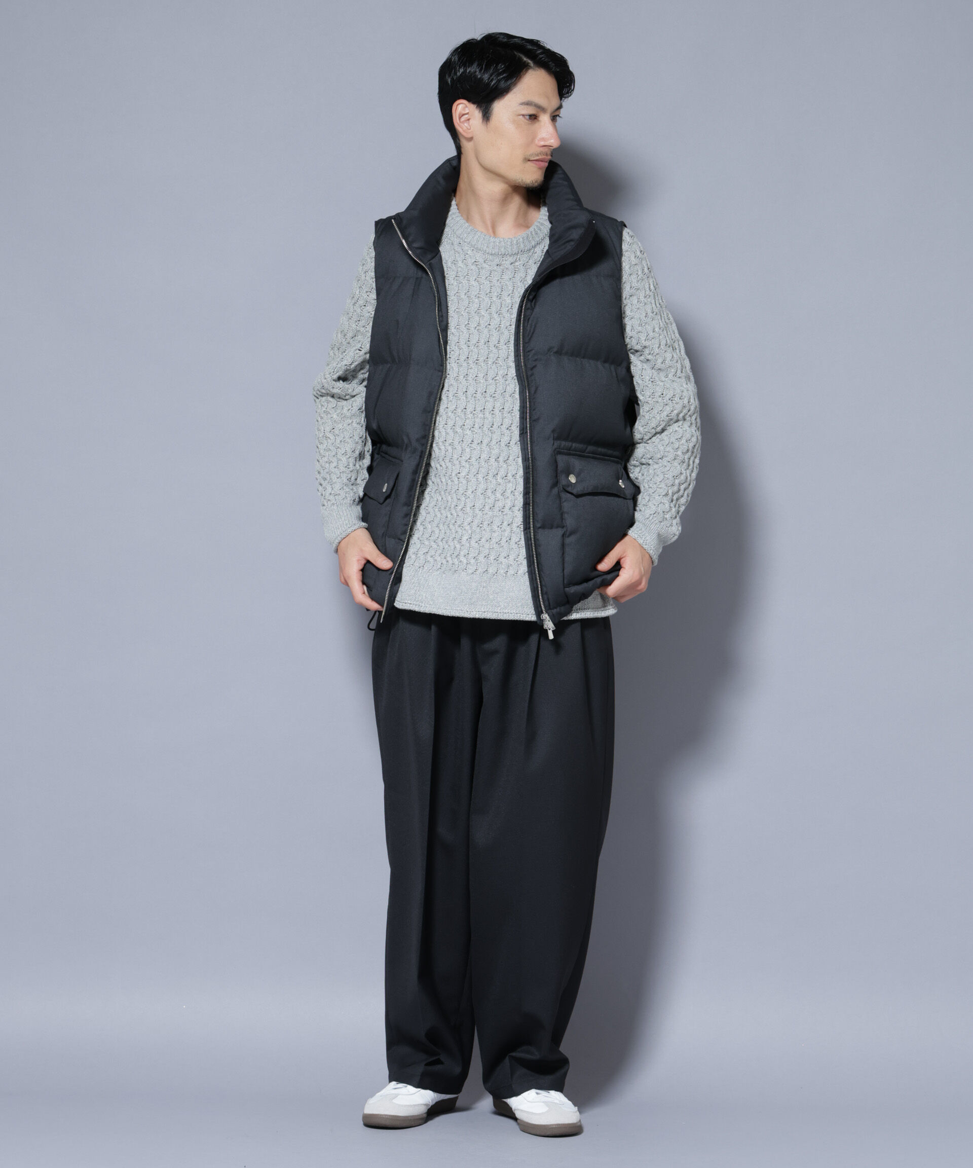 nano･universe「DELEGANTE エアリーサキソニー/グレンチェックTAIONダウンベスト」|ダウン|