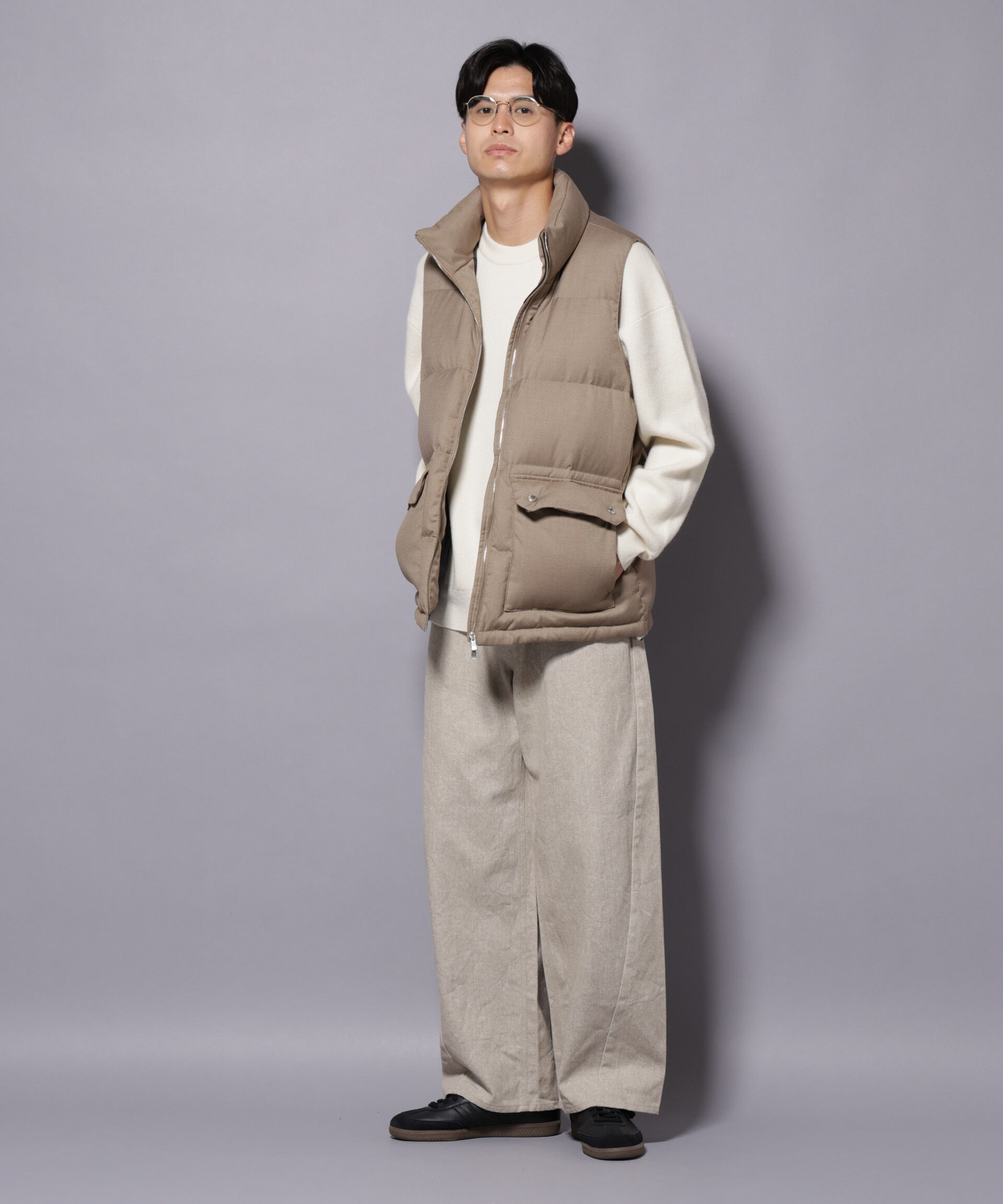 nano･universe「DELEGANTE エアリーサキソニー/グレンチェックTAIONダウンベスト」|ダウン|