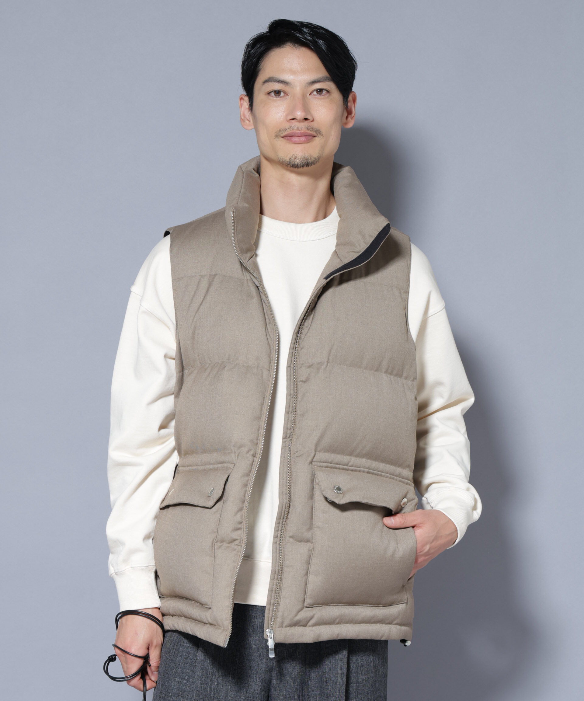 nano･universe「DELEGANTE エアリーサキソニー/グレンチェックTAIONダウンベスト」|ダウン|