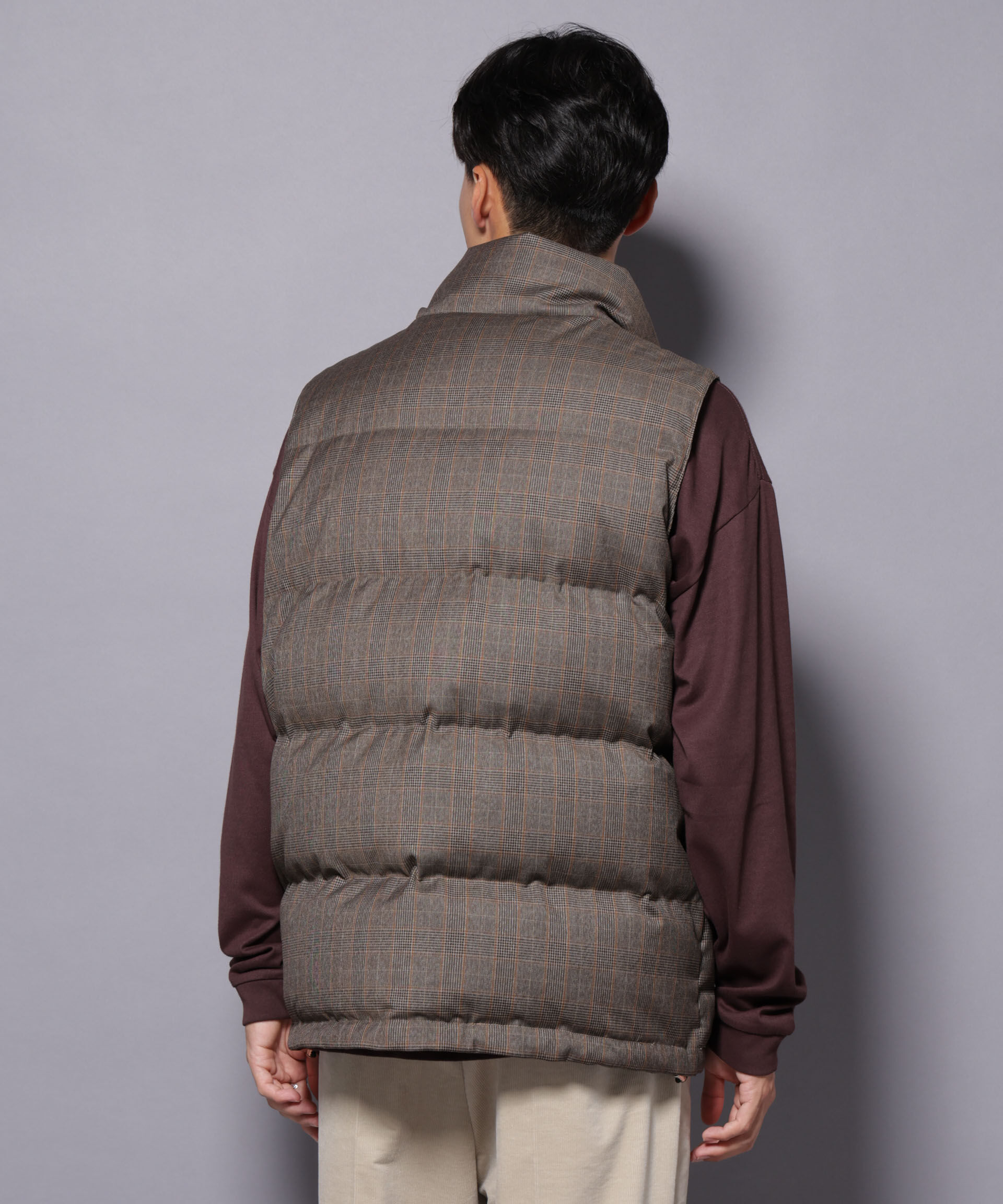 nano･universe「DELEGANTE エアリーサキソニー/グレンチェックTAIONダウンベスト」|ダウン|