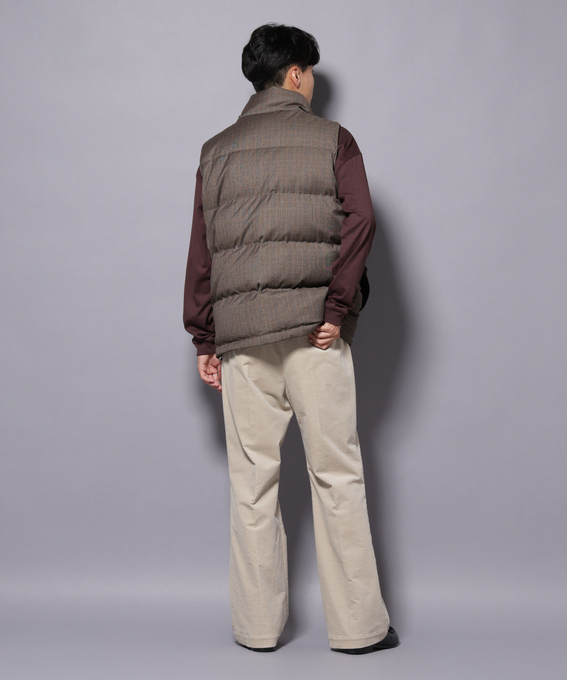 nano･universe「DELEGANTE エアリーサキソニー/グレンチェックTAIONダウンベスト」|ダウン|