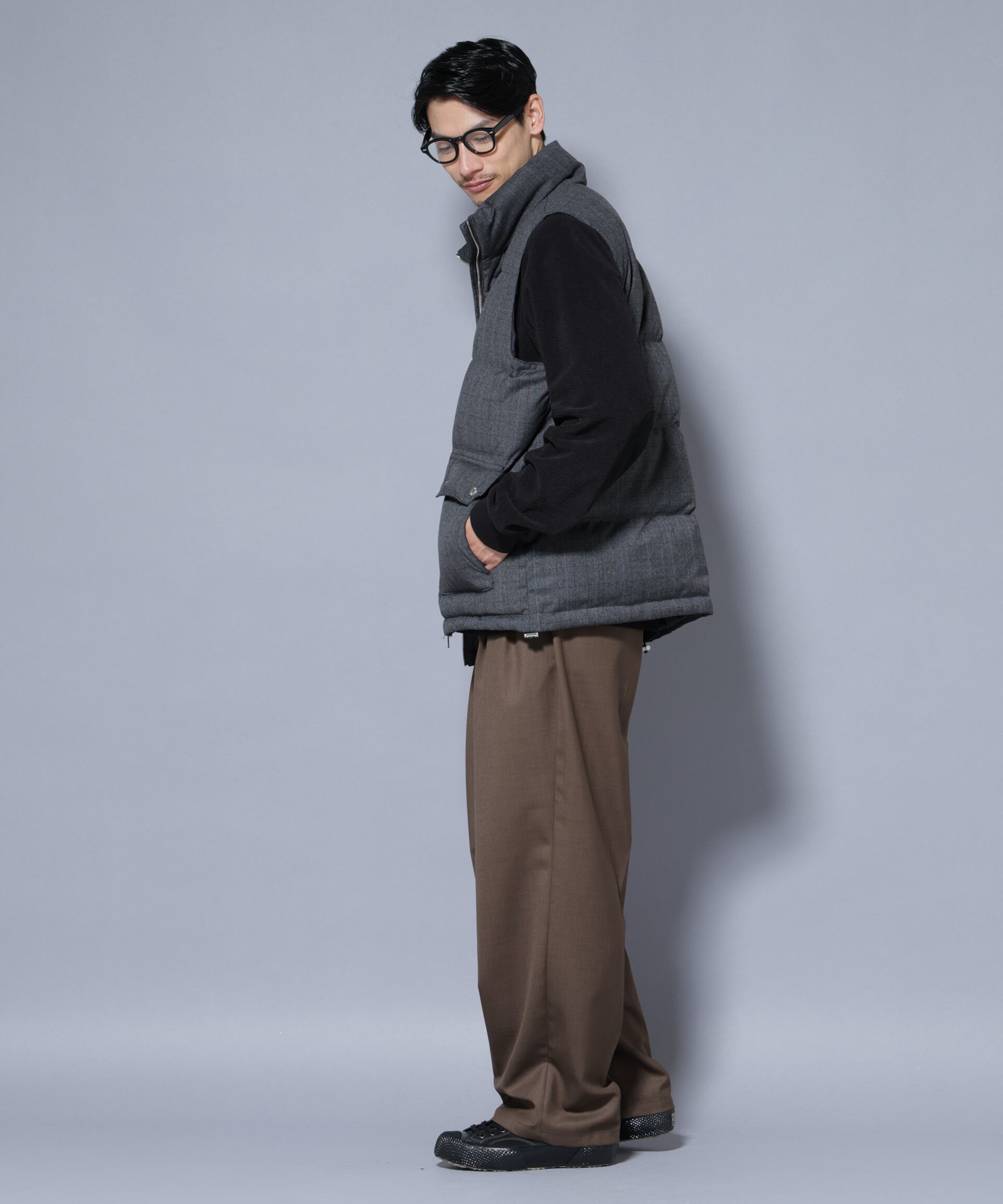 nano･universe「DELEGANTE エアリーサキソニー/グレンチェックTAIONダウンベスト」|ダウン|