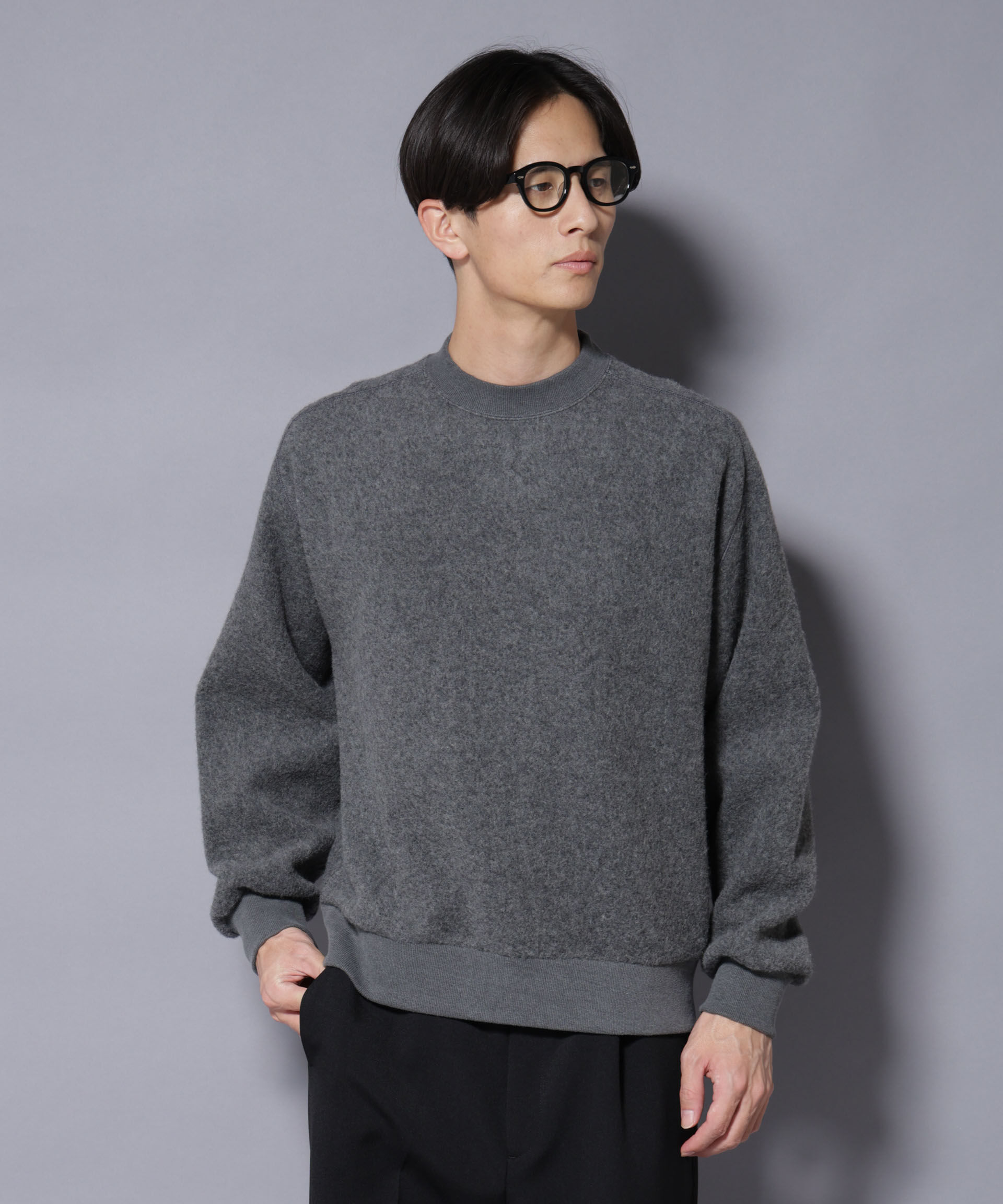 nano･universe「MIYATA&times;NANO JAPANMADE ウール/コットン スウェット」|Tシャツ・カットソー|チャコール3