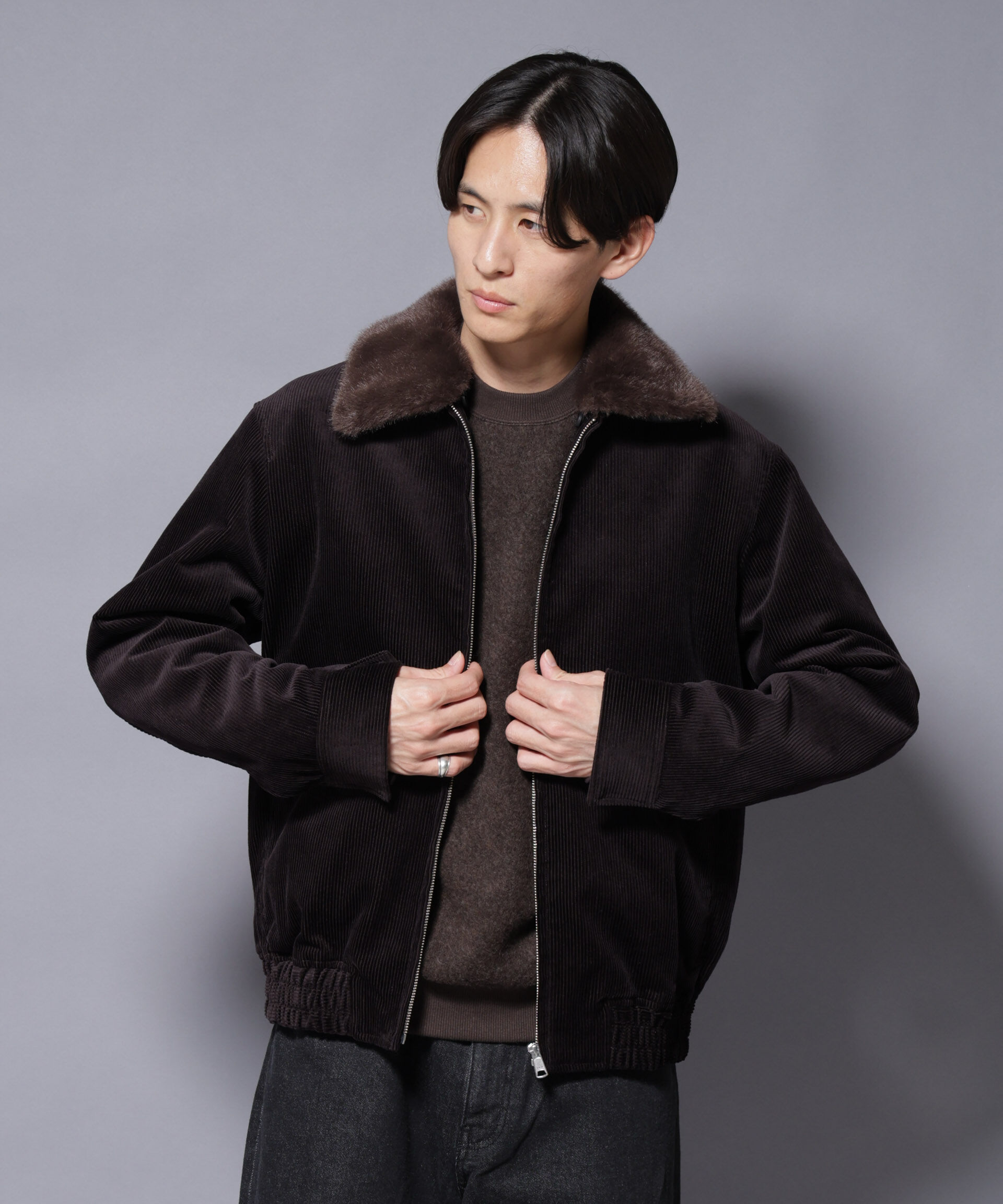 nano･universe「アタッチドカラー コットンコーデュロイブルゾン」|ブルゾン・スタジャン|