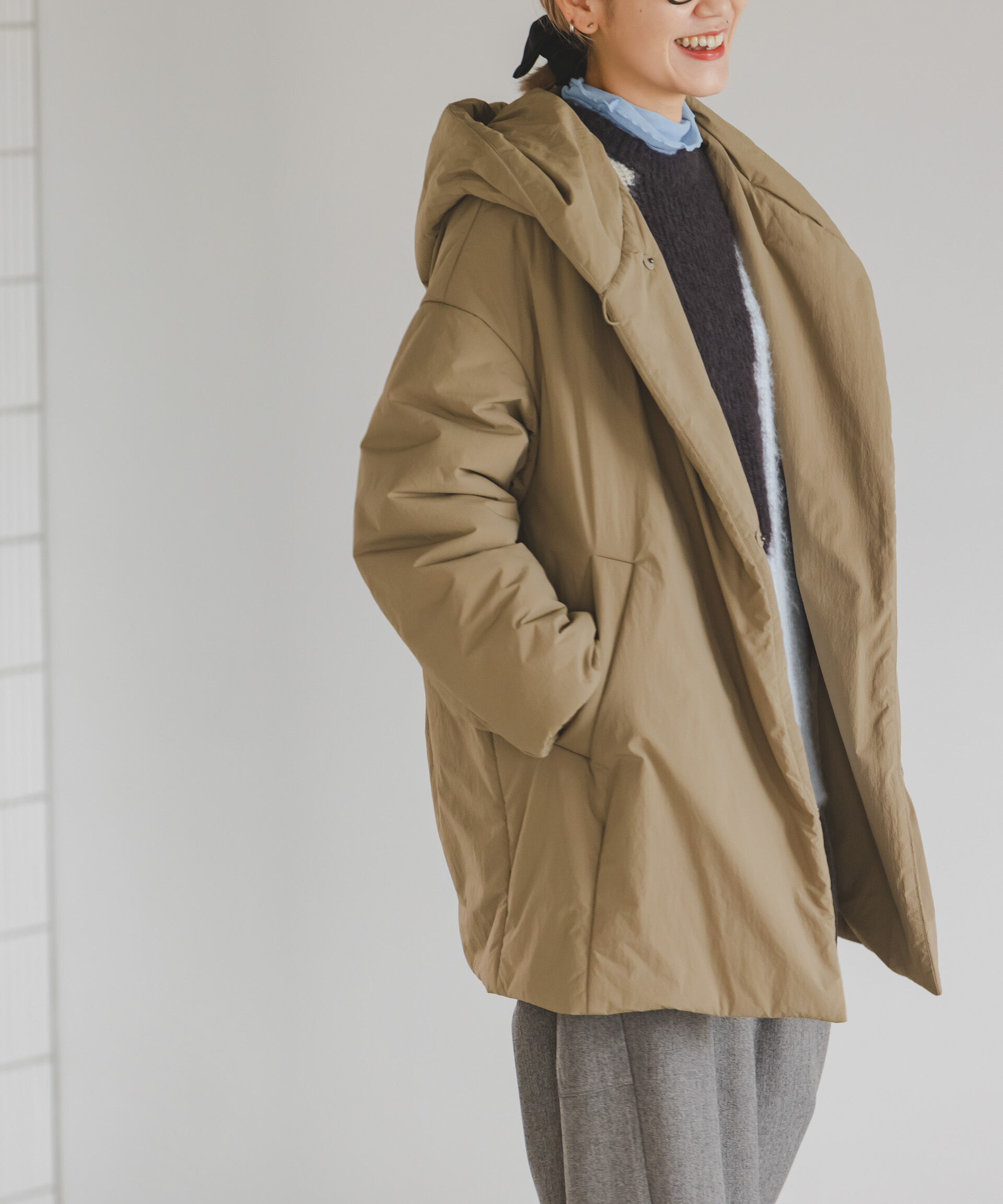 nano･universe「ETHERMALOFT(R)AEROGEL 中綿フードコクーンコート」|その他|カーキベージ 6