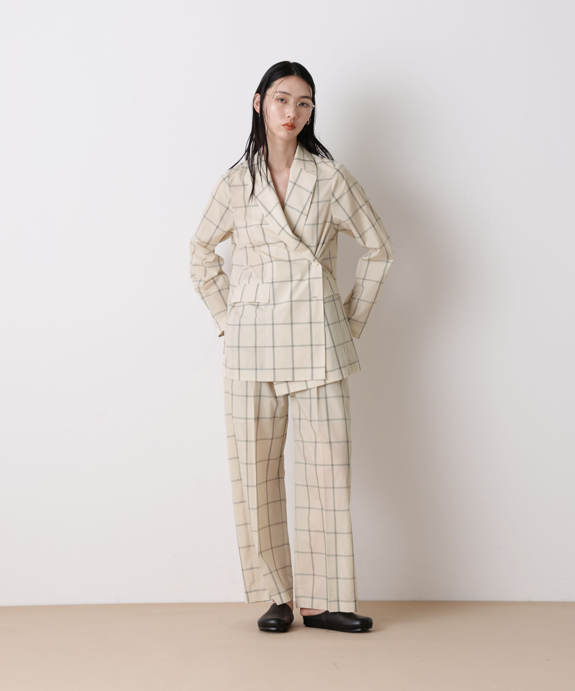 nano･universe「「STEVELOUR」オーガンチェックジャケット(セットアップ可)」|テーラードジャケット|
