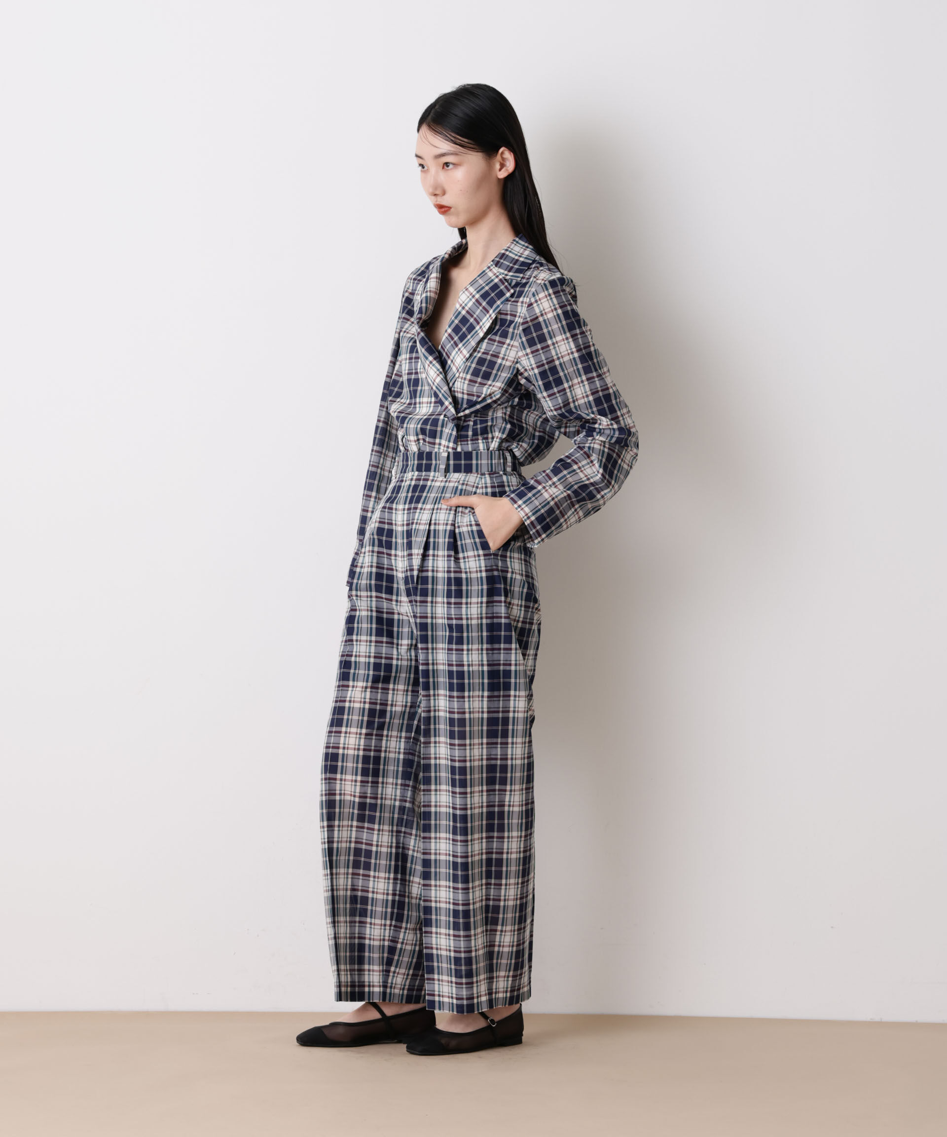 nano･universe「「STEVELOUR」オーガンチェックジャケット(セットアップ可)」|テーラードジャケット|