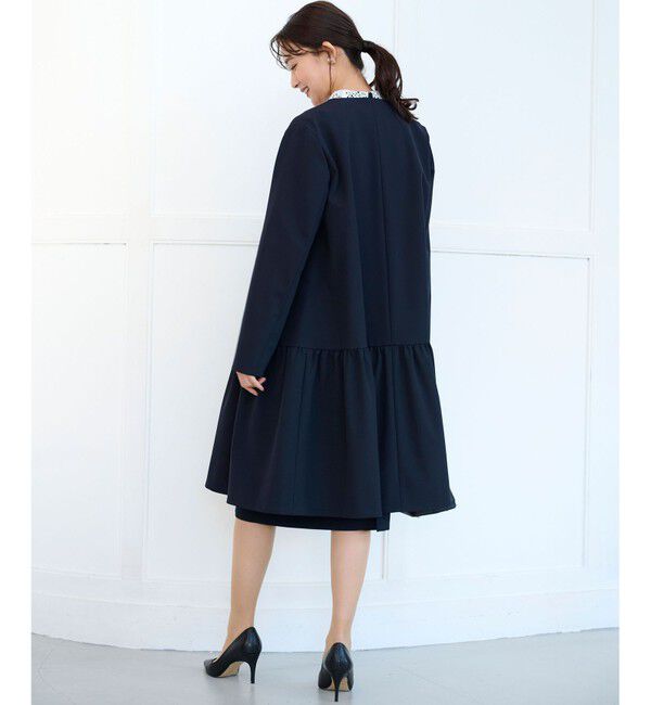 組曲「【KUMIKYOKU NAVY】ダブルクロスストレッチ ノーカラーコート」|ノーカラージャケット|