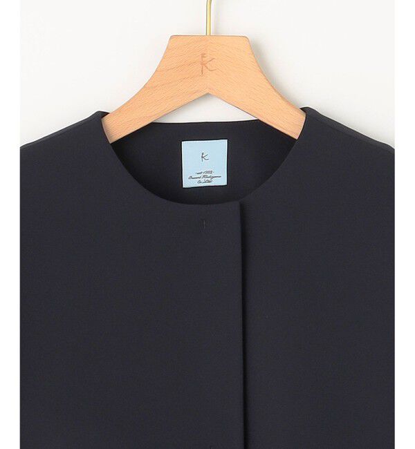 組曲「【KUMIKYOKU NAVY】ダブルクロスストレッチ ノーカラーコート」|ノーカラージャケット|