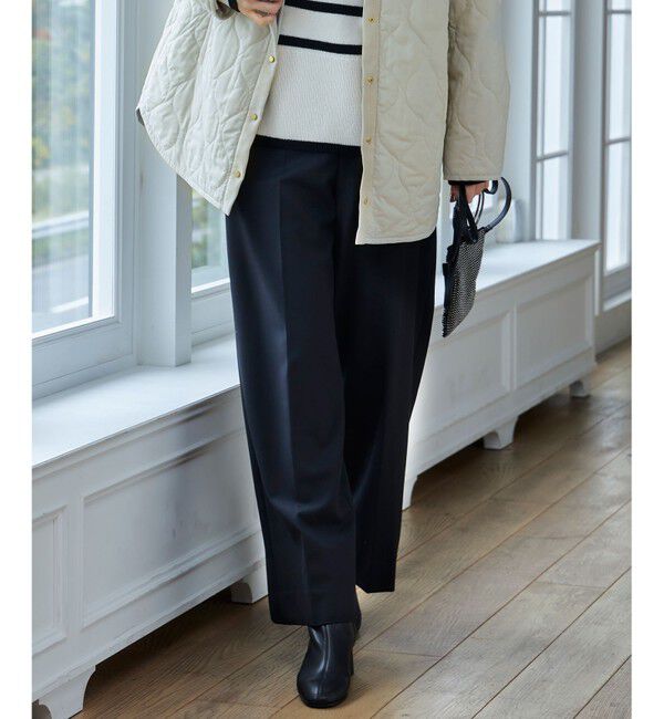 自由区「【撥水加工・洗える】TRギャバ裏起毛ワイド パンツ」|その他|ブラック