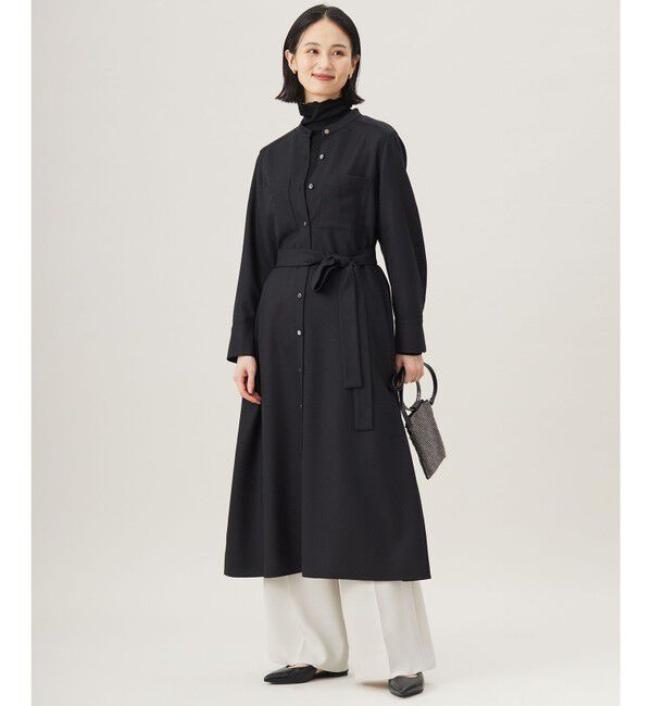 自由区「ウールジョーゼットシャツ ワンピース」|ワンピース|