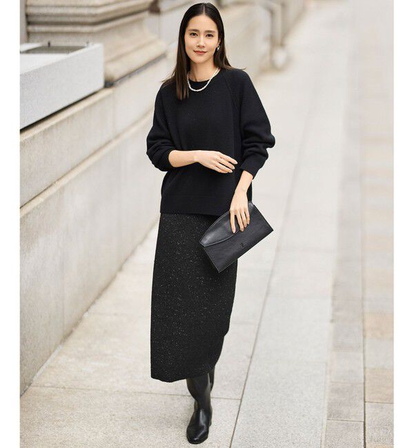 自由区「【カタログ掲載】ウールカシミヤブレンドスパンコールラグランスリーブ ニット」|ニット・セーター|