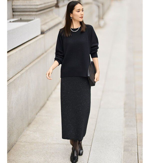 自由区「【カタログ掲載】ウールカシミヤブレンドスパンコールラグランスリーブ ニット」|ニット・セーター|