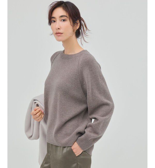 自由区「【カタログ掲載】ウールカシミヤブレンドスパンコールラグランスリーブ ニット」|ニット・セーター|