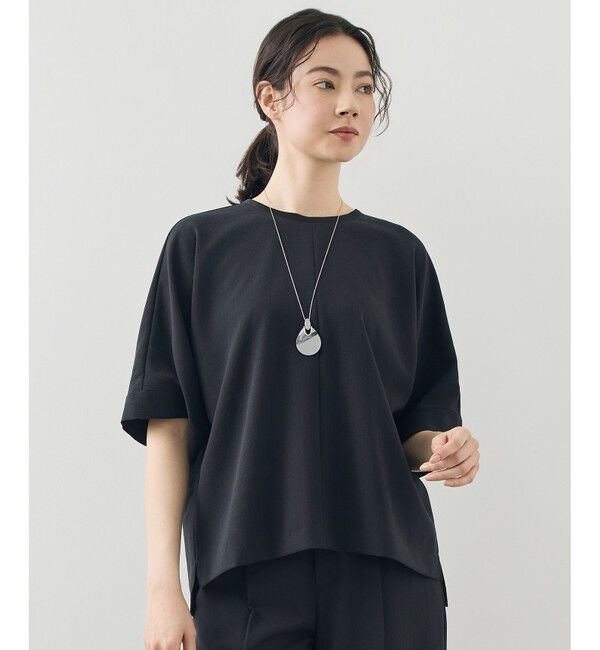 自由区「【セットアップ対応】テクスチャードスーツ ブラウス」|シャツ・ブラウス|ブラック