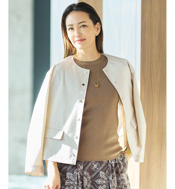 自由区「【カタログ掲載・セットアップ対応】リネンストレッチノーカラー ジャケット」|ノーカラージャケット|フラックス
