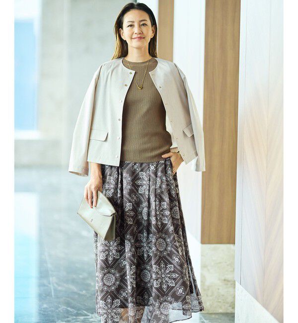 自由区「【カタログ掲載・セットアップ対応】リネンストレッチノーカラー ジャケット」|ノーカラージャケット|