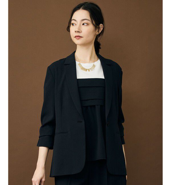 自由区「【カタログ掲載・セットアップ対応・セレモニー・ハレの日・通勤】テクスチャードスーツ ジャケット」|テーラードジャケット|ブラック