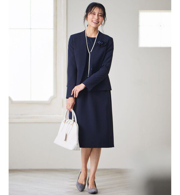 23区「【洗える】トリアセダブルジョーゼット レース切り替え ワンピース」|ワンピース|