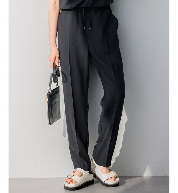23区「【新色追加/洗える】ストレッチジョーゼット テーパード パンツ」|その他|ブラック系