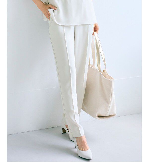 23区「【新色追加/洗える】ストレッチジョーゼット テーパード パンツ」|その他|ベージュ系