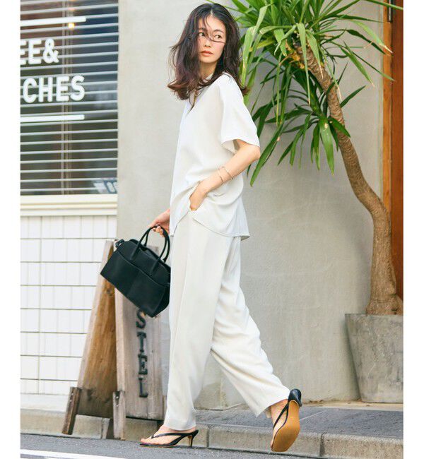 23区「【新色追加/洗える】ストレッチジョーゼット ワイドパンツ」|その他|