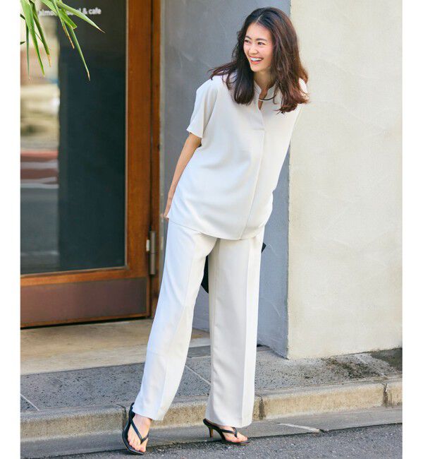 23区「【新色追加/洗える】ストレッチジョーゼット ワイドパンツ」|その他|