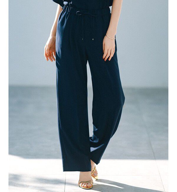 23区「【新色追加/洗える】ストレッチジョーゼット ワイドパンツ」|その他|ネイビー系