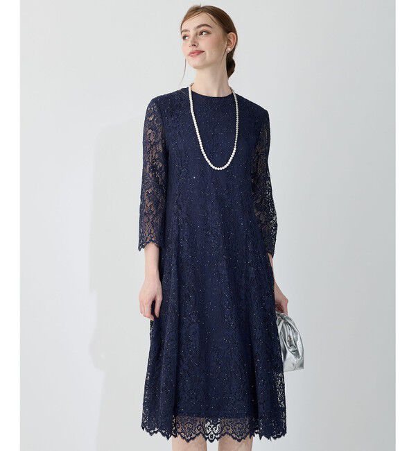 23区「【APPLAUDIR】スパンコールレース ドレス」|ドレス|ブルー系