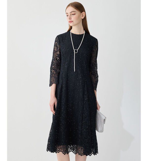23区「【APPLAUDIR】スパンコールレース ドレス」|ドレス|ネイビー系