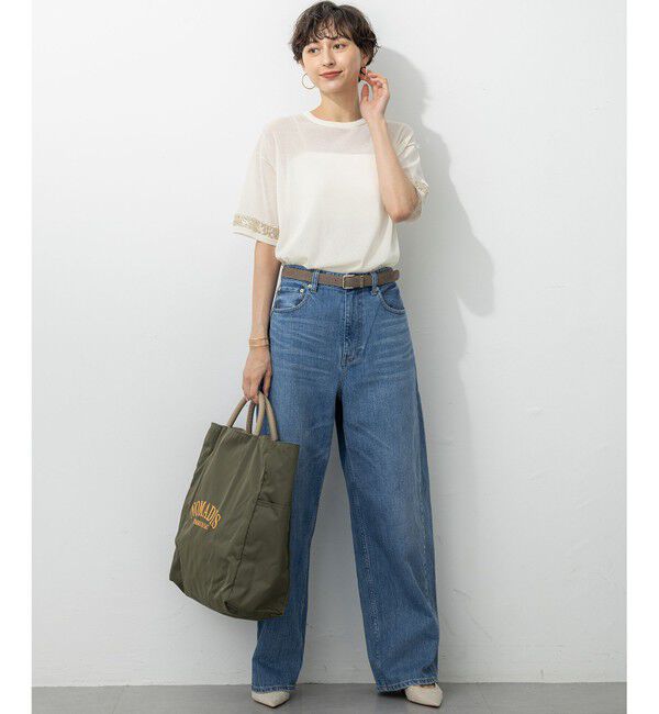 23区「【洗える】スパンコールシアー ニットT」|ニット・セーター|