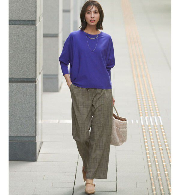 23区「【洗える】ドライ2WAYストレッチ チェック ワイド パンツ」|その他|