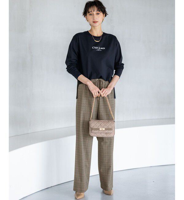 23区「【洗える】ドライ2WAYストレッチ チェック ワイド パンツ」|その他|