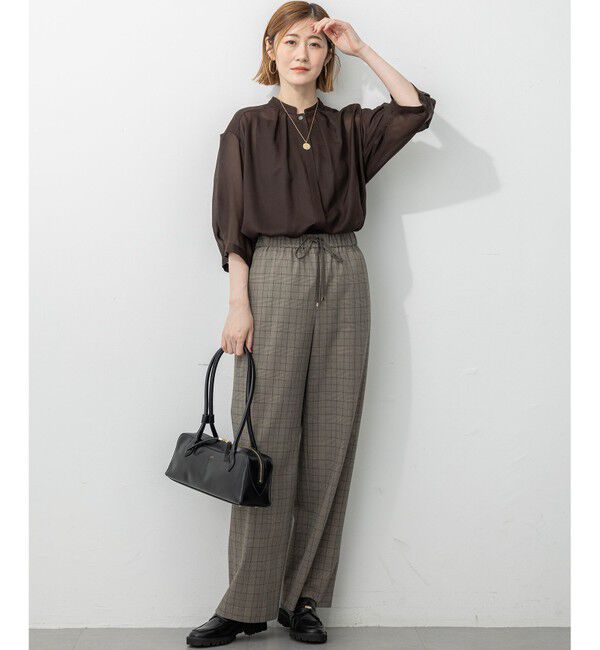 23区「【洗える】ドライ2WAYストレッチ チェック ワイド パンツ」|その他|