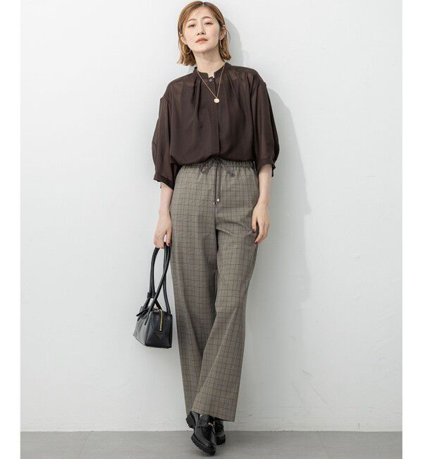 23区「【洗える】ドライ2WAYストレッチ チェック ワイド パンツ」|その他|