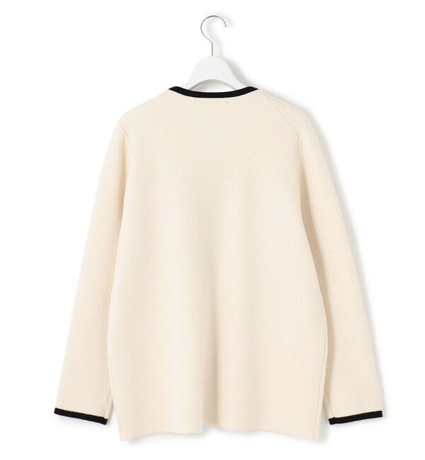 23区「【洗える】ミニブークレニット バイカラー ジャケット」|カーディガン|