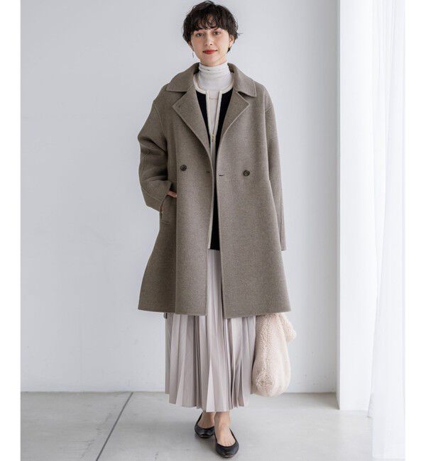 23区「【洗える】ミニブークレニット バイカラー ジャケット」|カーディガン|