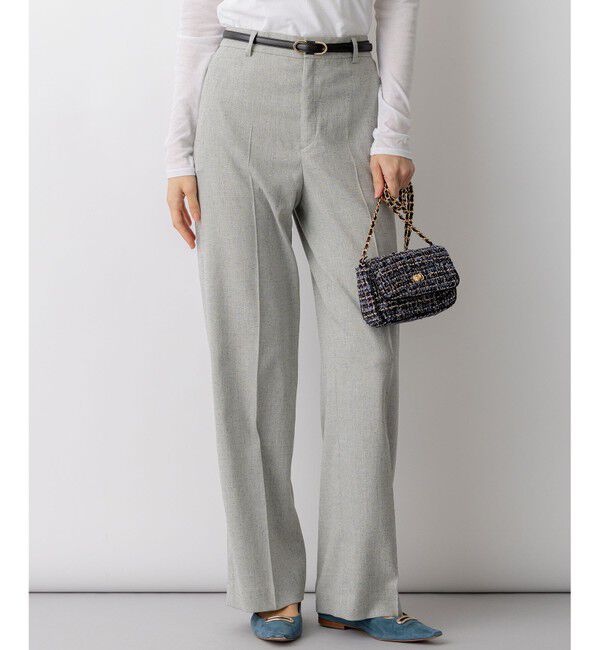 23区「アイアスマットストレッチ ワイド パンツ」|その他|ライトグレー