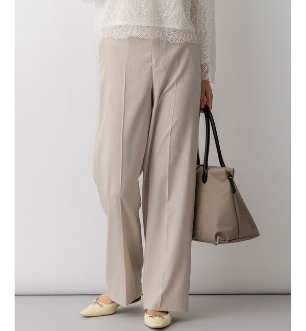 23区「アイアスマットストレッチ ワイド パンツ」|その他|ベージュ