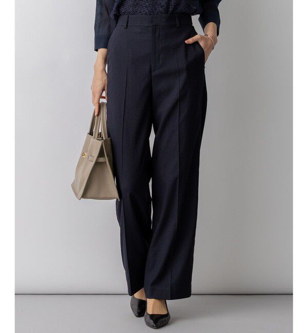 23区「アイアスマットストレッチ ワイド パンツ」|その他|ネイビー