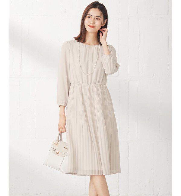 ANY SIS「【洗える】フェミニンプリーツ ワンピース」|ワンピース|ベージュ