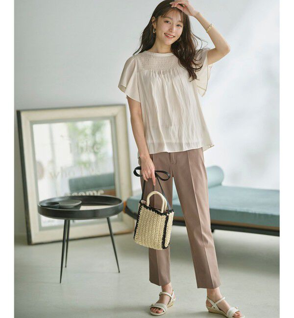 ANY SIS「【接触冷感・UVカット・撥水】クールタッチテーパード パンツ」|その他|モカ