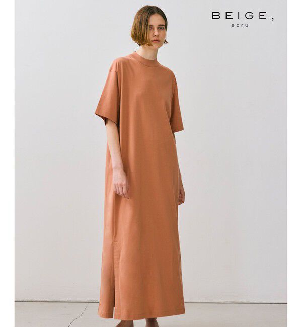 BEIGE,「【BEIGE,ecru/WEB限定・洗える】JERSEY STITCH / コットンAラインワンピース」|ワンピース|Nude camel