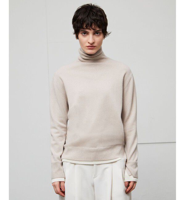 BEIGE,「【洗える】POMPE / ウールカシミヤタートルネックニット」|ニット・セーター|Taupe&times;Ecru