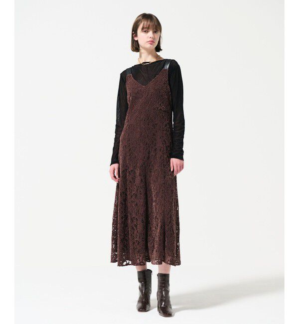 GRACE CONTINENTAL「モールレースキャミワンピース」|ワンピース|ブラウン