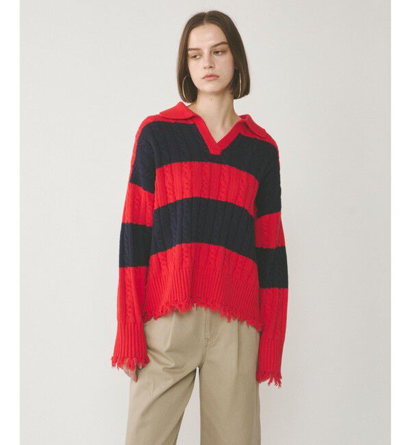 Diagram「アランポロニットトップ」|ニット・セーター|レッド