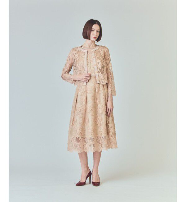  「リバーレースジャケット」|ノーカラージャケット|ベージュ