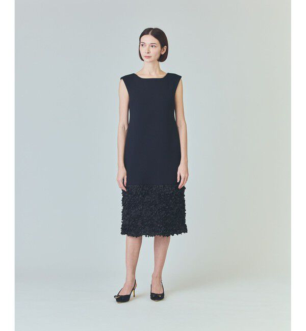  「フラワーチュール切替ドレス」|ドレス|ブラック